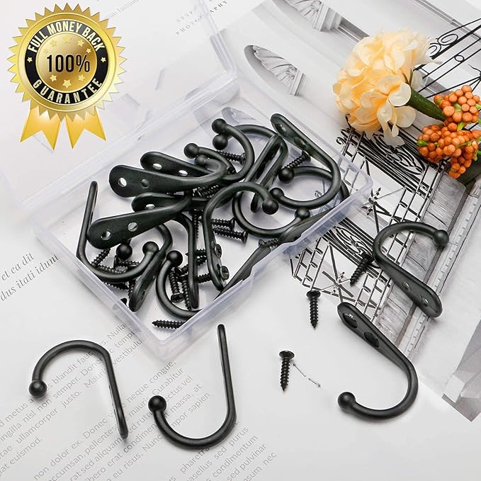 ZAYBOD 15 Pack Black Wall Hooks, Premium Zinc Alloy Coat Hook | Modern style - Image 3