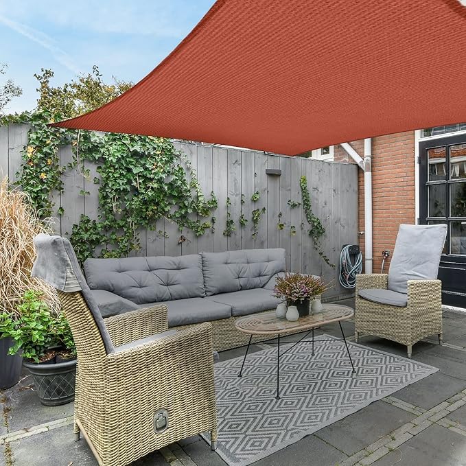 AsterOutdoor Sun Shade Sail Rectangle 16' x 16' UV Block Canopy for Patio Backyard Lawn Garden Outdoor Activities, Terra