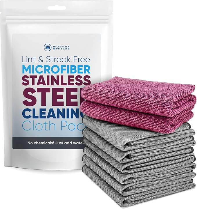 Claro Stainless Steel Cleaning Cloth 8-Pack – Clean Appliances, Fridge Sinks by MicrofiberWholesale