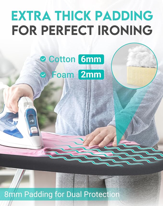 ZOES HOMEWARE 2025 Reinforced Ironing Board Cover and Pad, 15x54 Standard Size - Image 4