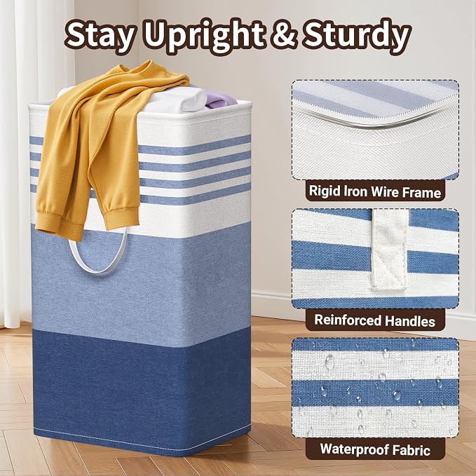 WOWBOX 2 Pack Laundry Baskets, Collapsible Dirty Clothes Laundry Hampers - Image 3