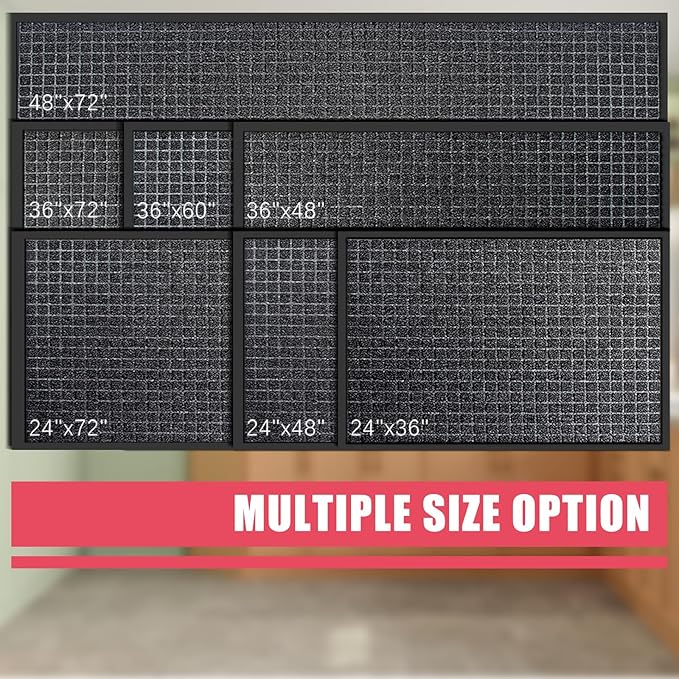 Kuyal Front Door Mat, 2'*3' Door Mat for Inside Outside Entrance,Waterproof Welcome Mats with Non-Slip Backing, Indoor Outdoor Entryway, Commercial Floor Mats, Durable & Easy to Clean, Dark Gray
