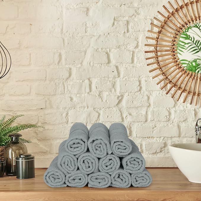 Utopia Towels 12 Pack Premium Wash Cloths, 12x12 in, 100% Cotton, Cool Grey | - Image 7
