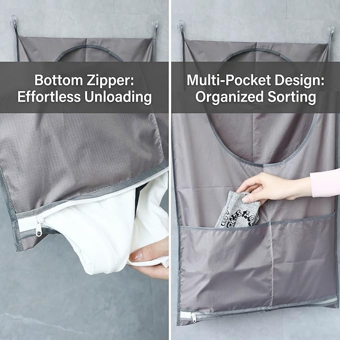 2 Pack Hanging Laundry Bag，Over the Door Laundry Hamper - Image 7