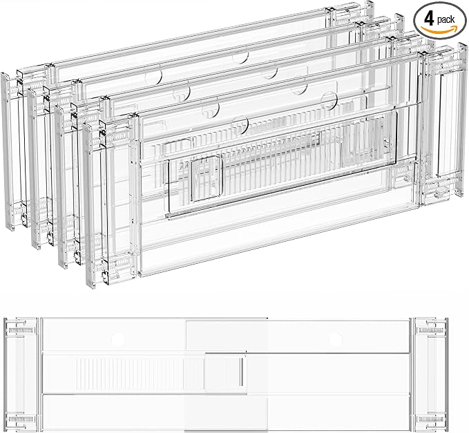 4 Pack Clear Acrylic Drawer Divider 6 Inch High, Expandable from 14-20'' by Yieach