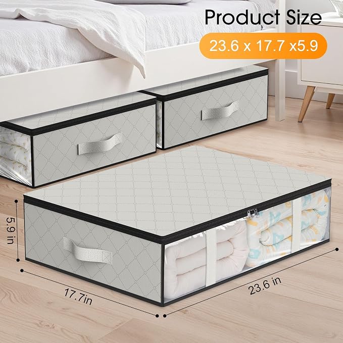 StorageRight Under Bed Storage Bags, 2 Pack, Comforters, Blankets and Seasonal - Image 2