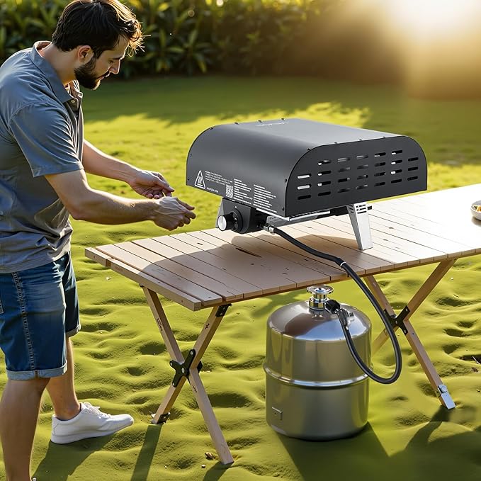 VEVOR Propane Outdoor Pizza Oven, 12 Inch Gas Pizza Maker, Portable Pizza Cooker with Thickened Pizza-Stone, Carry Bag, 3 Layers Pizza-Oven for Outside Backyard Patio Camping, Black