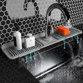 Folding sink splash guard behind faucet-faucet mat by Unknown