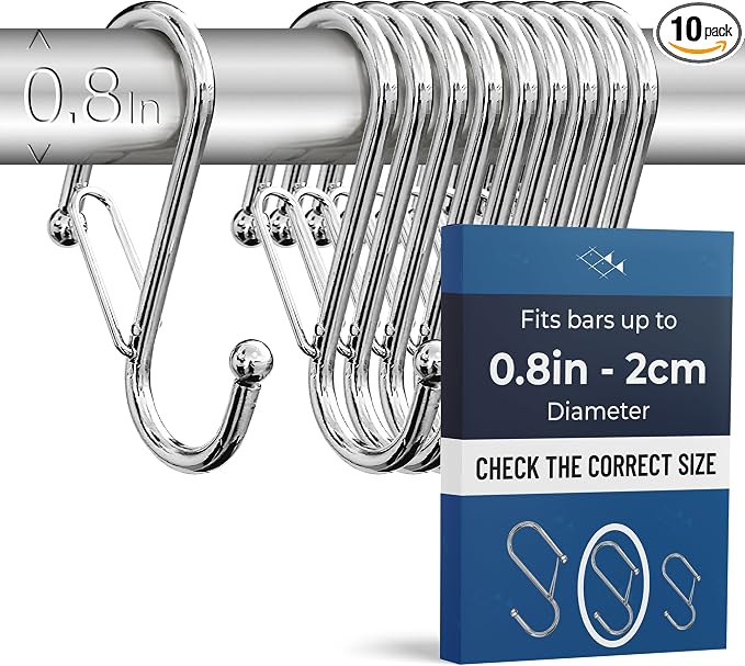 10-Pack Metal S Hooks for Hanging – Heavy-Duty S-Shaped Hook by BLAUMARIT%C3%89