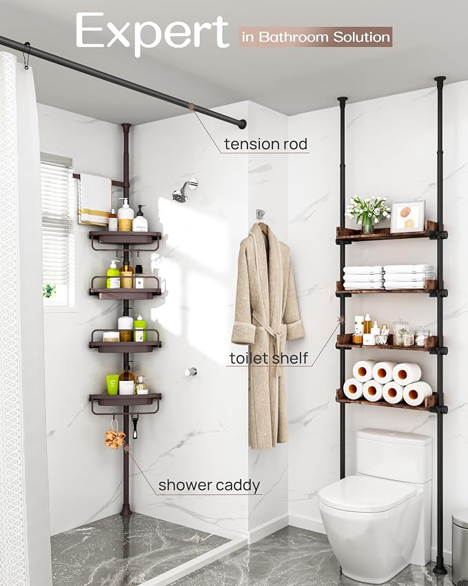 ALLZONE Corner Shower Caddy Tension Pole, Extendable Rustproof Stainless Steel - Image 3