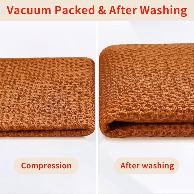 Homaxy 100% Cotton Waffle Weave Kitchen Dish Towels 4-Pack, Burnt Orange | 13 x - Image 7