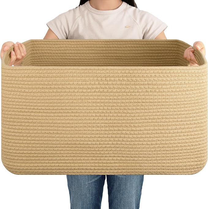 OIAHOMY 75L Large Blanket Basket Woven Storage Basket by MasterofSpaceOptimization