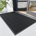 Durable Indoor Outdoor Door Mat, 3' x 5' Heavy Duty Front Door Mat for Entryway, Non-Slip Backing, Stain and Fade Resistant, Absorbent Commercial Floor Mat for High Traffic Area, Black