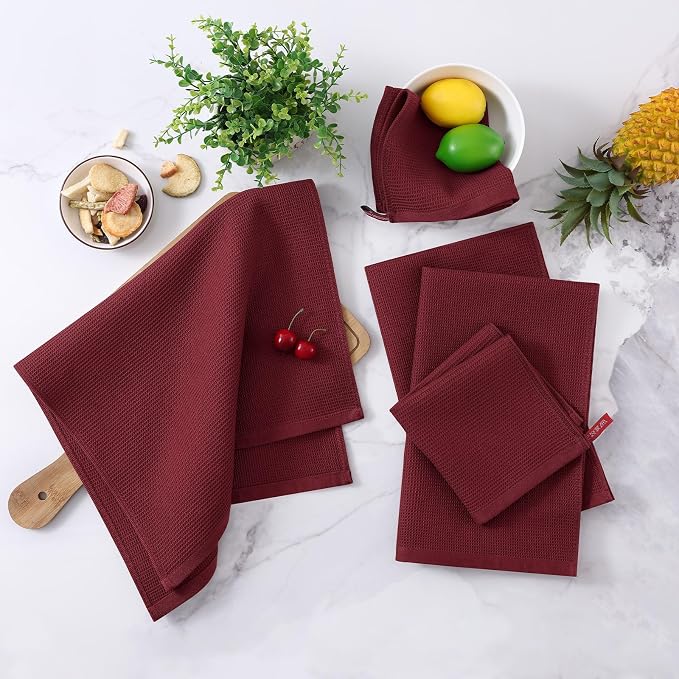 Homaxy 100% Cotton Waffle Weave Dish Cloths, 6 Pack - Image 2