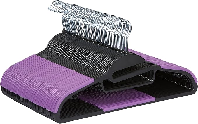 Amazon Basics Space Saving Non-Slip Rubber Coated Plastic Hangers by AmazonBasics