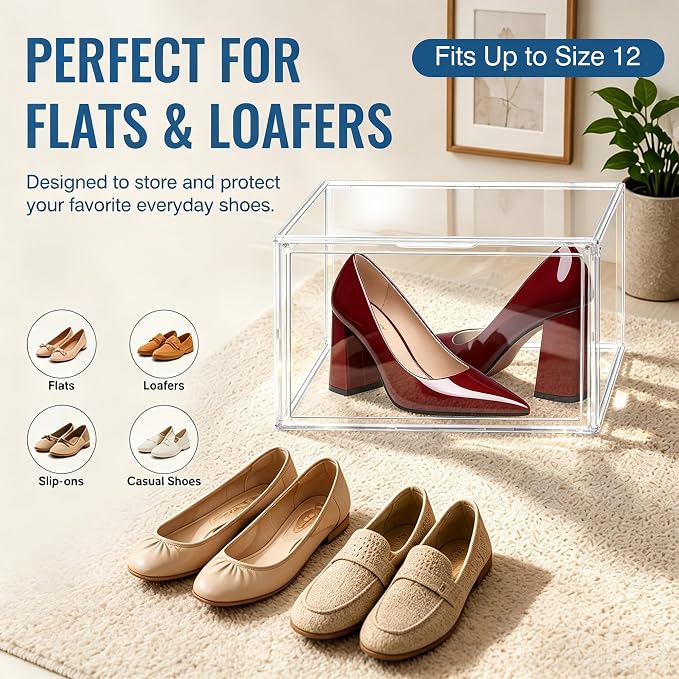 12 Pack Low Profile Clear Shoe Storage Box - Image 3