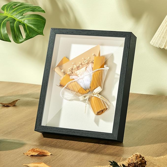 8x10 Shadow Box Display Case Picture Frame with Soft Linen Back,Large Deep Black Shadow Box 8x10 for Flowers Medal Display Case Jersey pet Graduation Memorabilia Ltems Crafts Photos