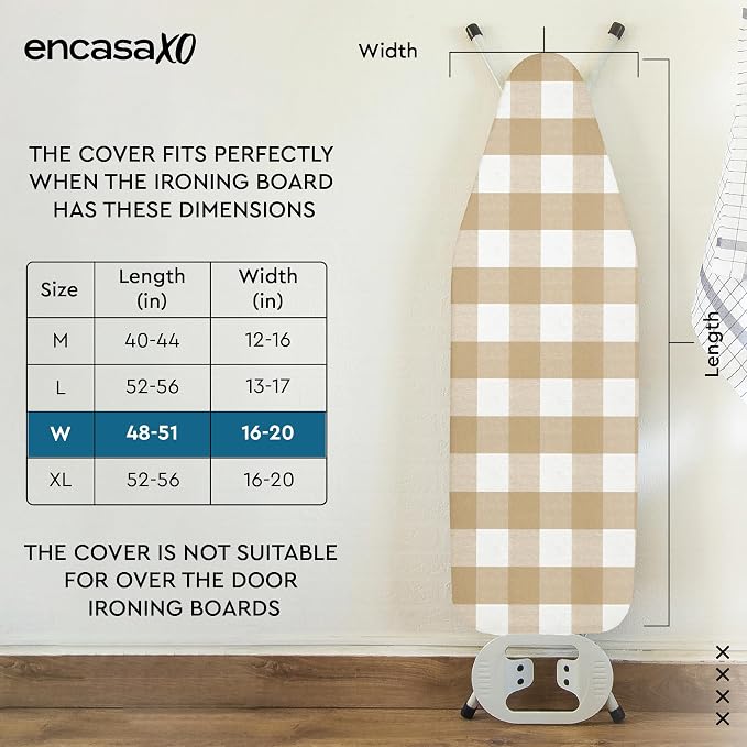 Encasa XO Ironing Board Cover and Pad, Thick Felt 49"x18" - Image 2