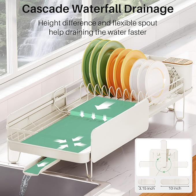 SNTD Large Dish Drying Rack for Kitchen Counter, Expandable, Adjustable Length - Image 4