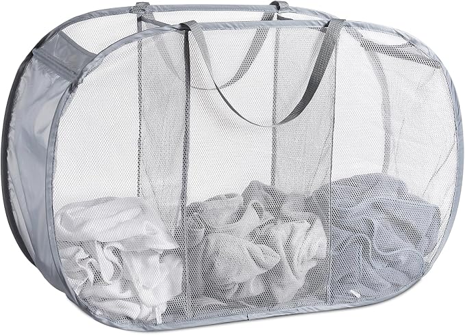 Seiritex Mesh Popup Laundry Hamper 3 Compartment Sortable Horizontal by SEIRITEX
