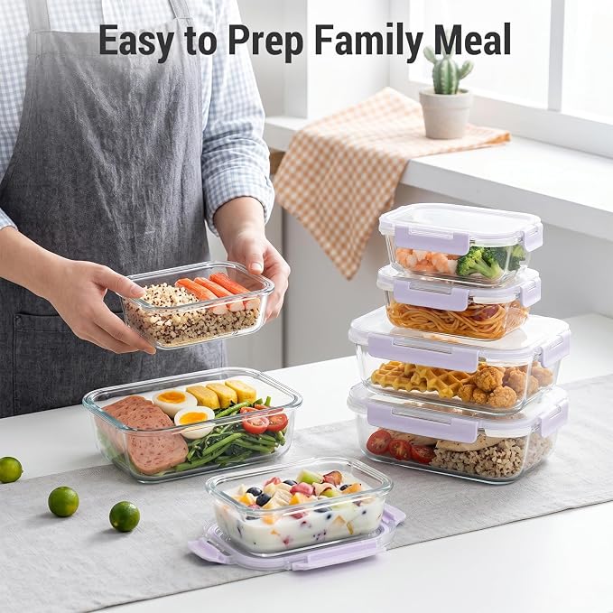 10 Sets 36 oz & 12 oz Glass Food Storage Containers - Image 6