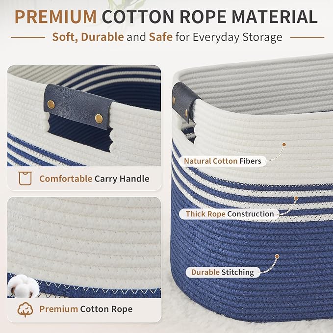 Laundry Hamper with Handles, 72L Rope Laundry Basket - Image 3