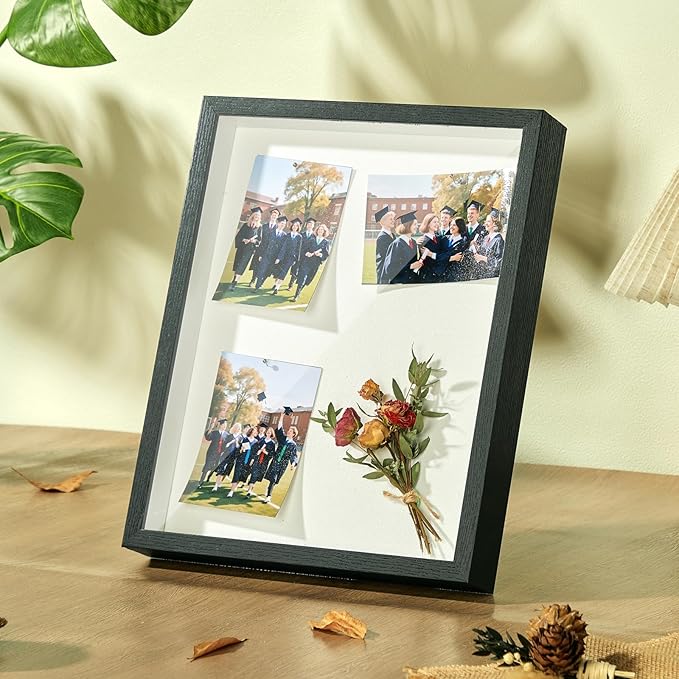 11x14 Shadow Box Display Case Picture Frame with Soft Linen Back, Large Deep Black Shadow Box 11x14 for Flowers Medal Display Case Jersey pet Graduation Memorabilia Baby Ltems Crafts Photos