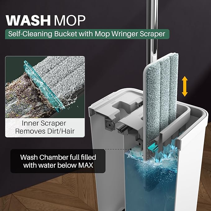JOYMOOP Flat Mop System, Microfiber Mop and Bucket Set, Household & Commercial - Image 2