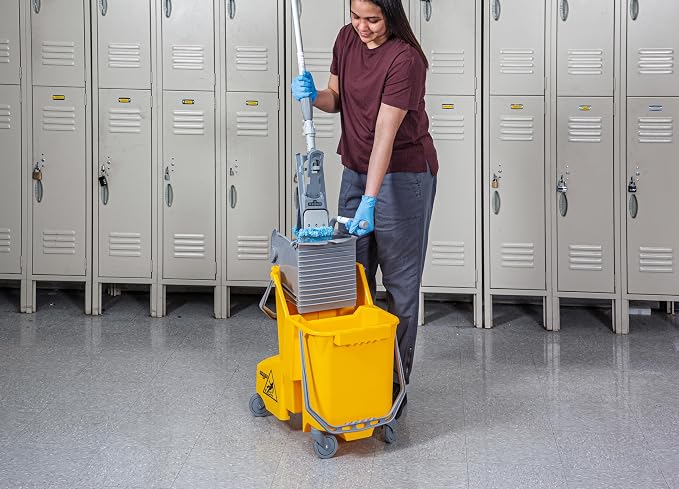 UNGER Commercial Yellow Dual-Compartment Mop Bucket - Image 3