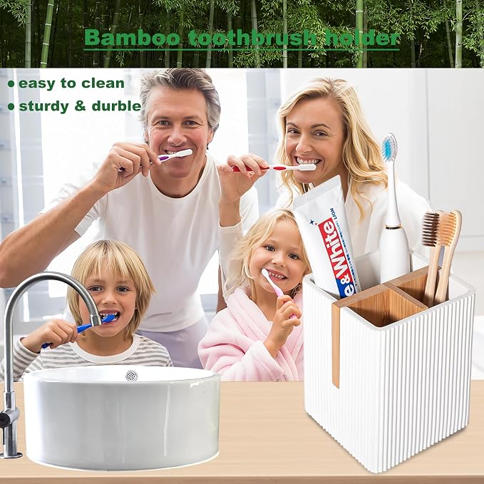 Toothbrush Holders for Bathroom, 3 Slots Toothbrush Organizer Stand, Toiletries - Image 8