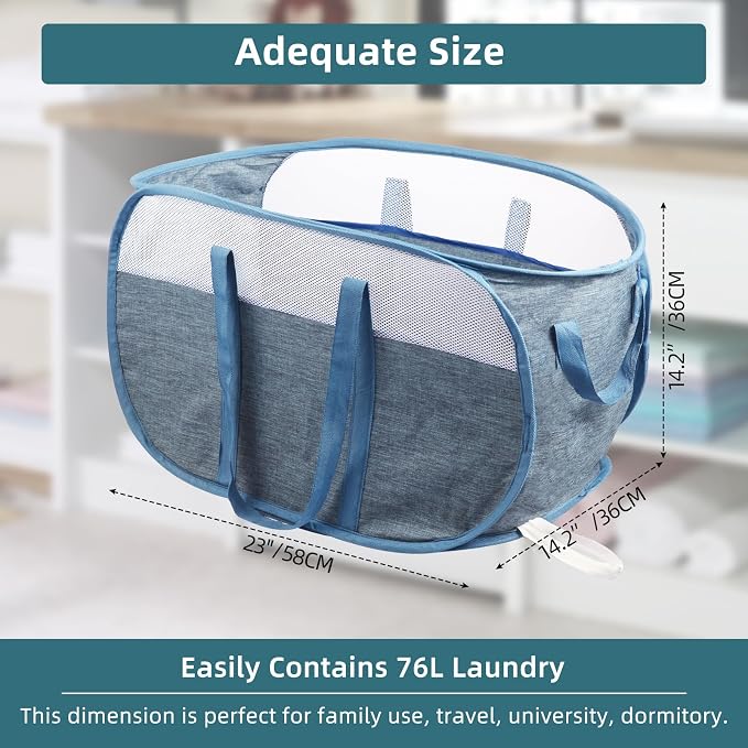 Collapsible Laundry Baskets, Tear Proof Pop Up Laundry Hamper - Image 5