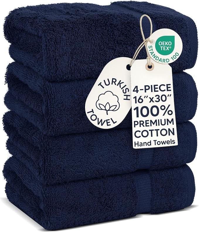 Chakir Turkish Linens 100% Cotton 4-Pack Hand Towels 16x30, Oeko-Tex Certified by ChakirTurkishLinens