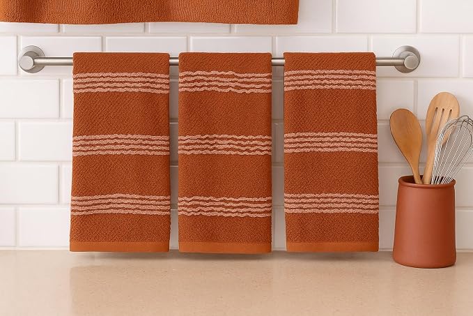 Terracotta Orange Rust Kitchen Dish Towels, 100% Cotton - Image 9