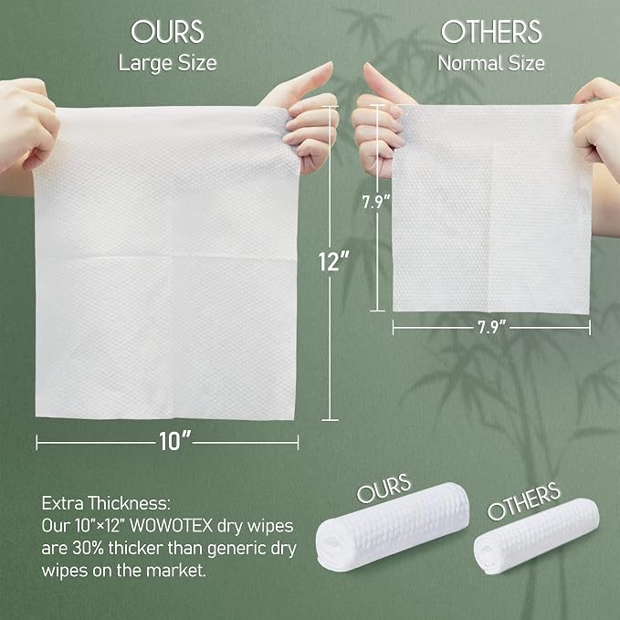 WOWOTEX Bamboo Rayon Disposable Face Towels - Image 2