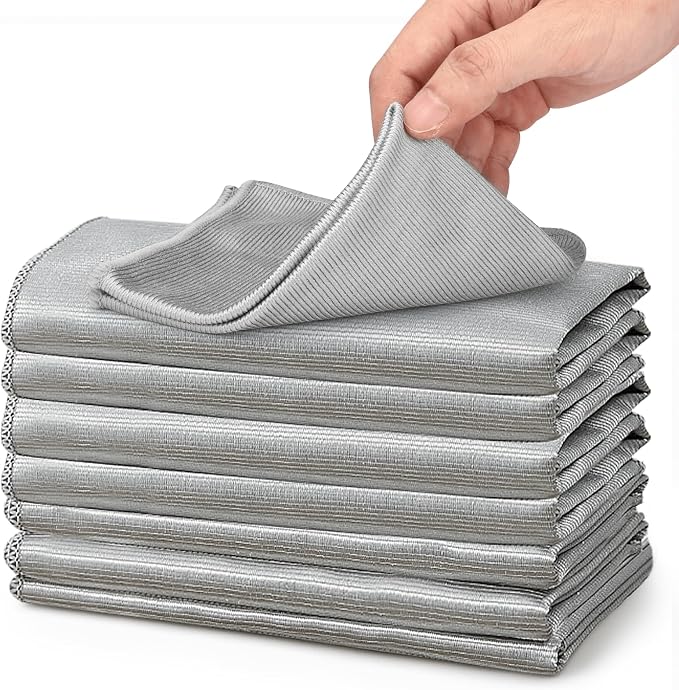 XANGNIER Microfiber Glass Cleaning Cloths, Lint Free, 11.8"×11.8in, 8 Pack by XANGNIER