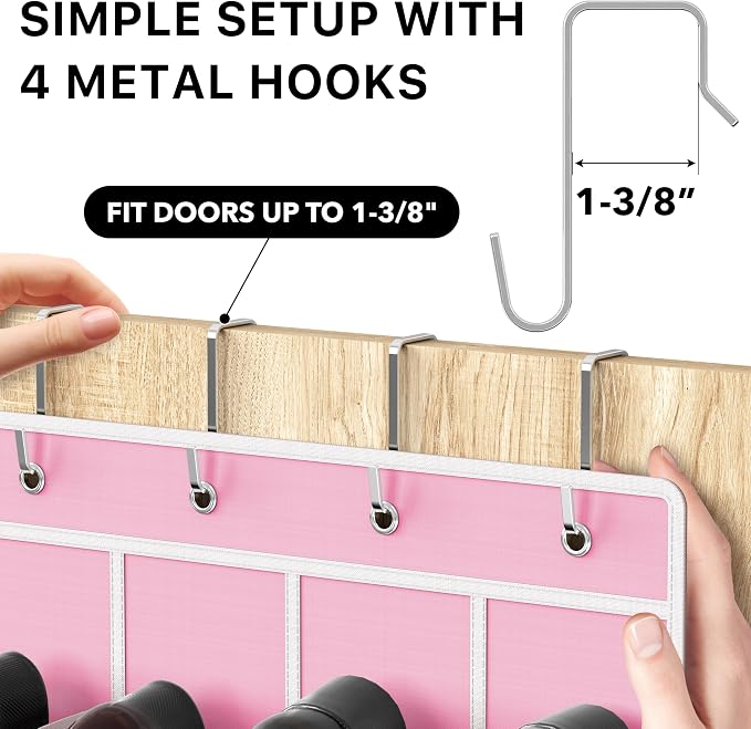 Simple Houseware 24 Pockets Clear Over the Door Shoe Organizer, 4 Durable Metal - Image 4