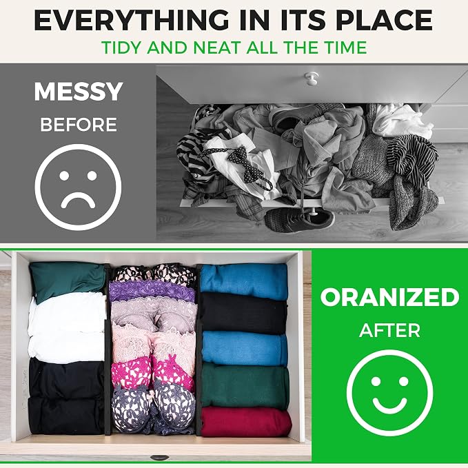 4 Pack Bamboo Drawer Dividers Organizer - Image 5