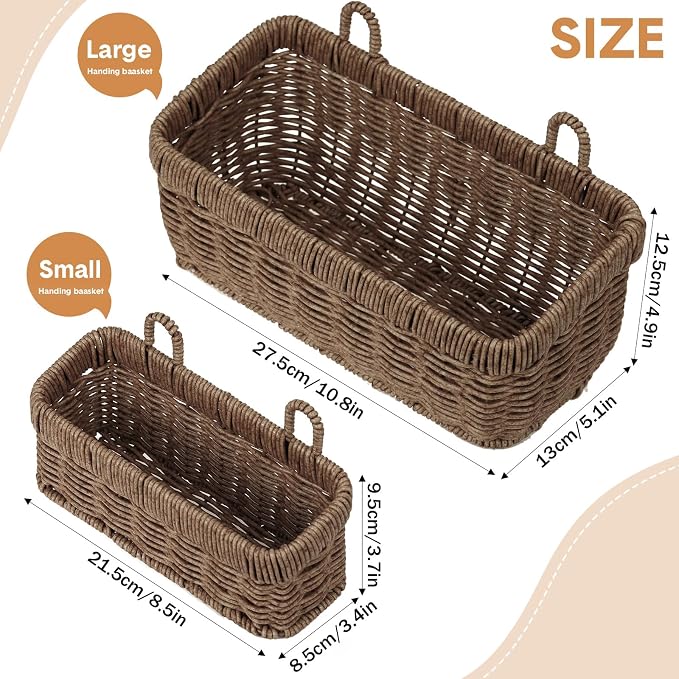 Tioncy 2 Pcs Woven Hanging Wall Baskets - Image 2