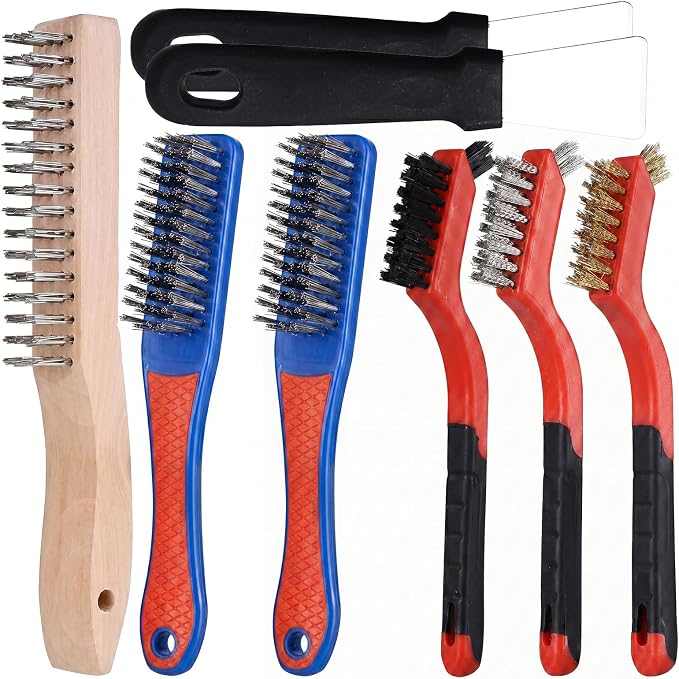 8Pcs Wire Brush Set for Cleaning Rust Paint, Heavy Duty Scratch Brushes by Yodamiack