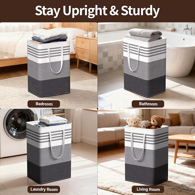 WOWBOX 2 Pack Laundry Baskets, Collapsible Dirty Clothes Laundry Hampers - Image 6