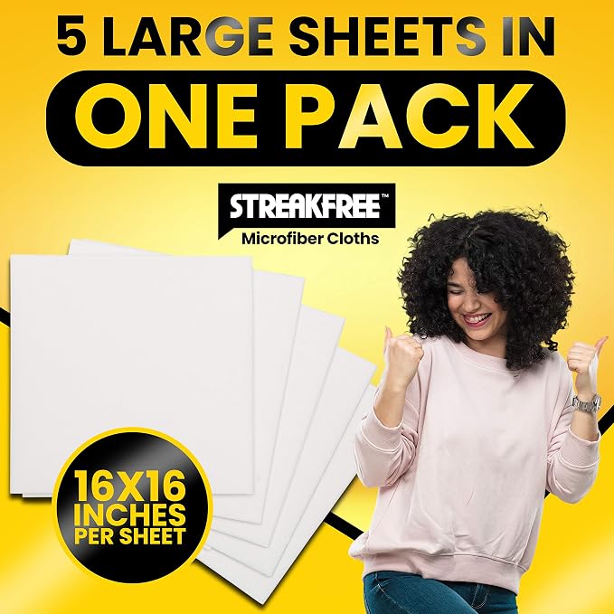 Microfiber Glass Cleaning Cloths – 5 Pack 16x16 Lint Free Window & Mirror - Image 9