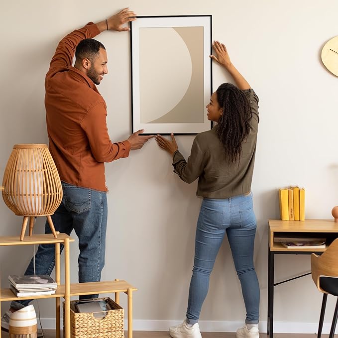 24x36 Black Picture Frame, Black Poster Frames 24 x 36, Solid Oak Wood Frames 24 x 36 Frame, 24"x36" Picture Frame with Tempered Glass, 24x36 Frames Matted to 20x30, 24 by 36 Art Frame for Home Decor