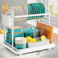 Sakugi Dish Drying Rack 2-Tier 15: x11.4" x15" White Double Rod | Kitchen by Sakugi