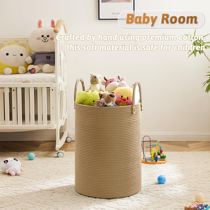 Artfeel Laundry Basket, Woven Cotton Rope Laundry Hamper, 80L - Image 4