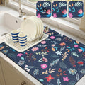 LOKHOM 18"x24" Dish Drying Mat，Colorful Floral Coffee Mat Blue | Colorful by LOKHOM