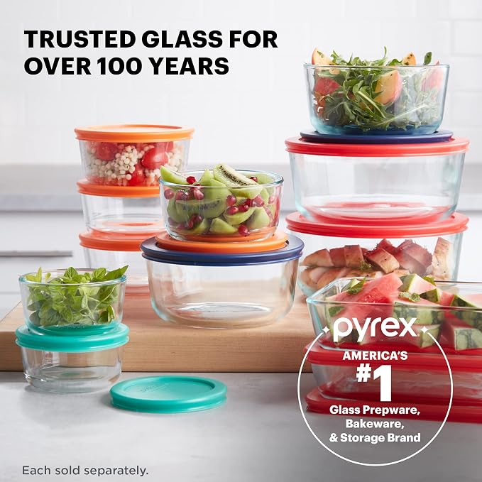 Pyrex Simply Store Glass Food Storage Container, Snug Fit Non-Toxic Plastic - Image 5