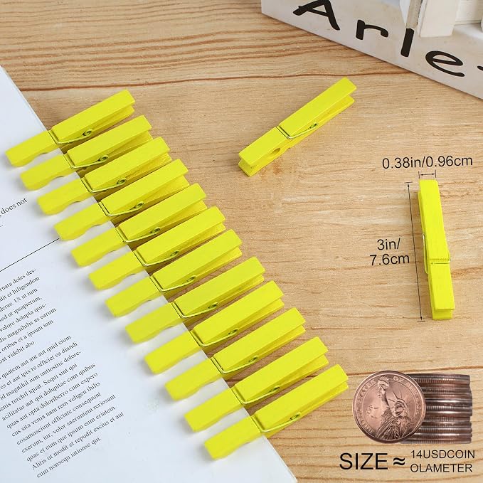 Phinus 72 Pcs Wooden Clothes Pins, 2.9 Inch Clothes Pins - Image 3