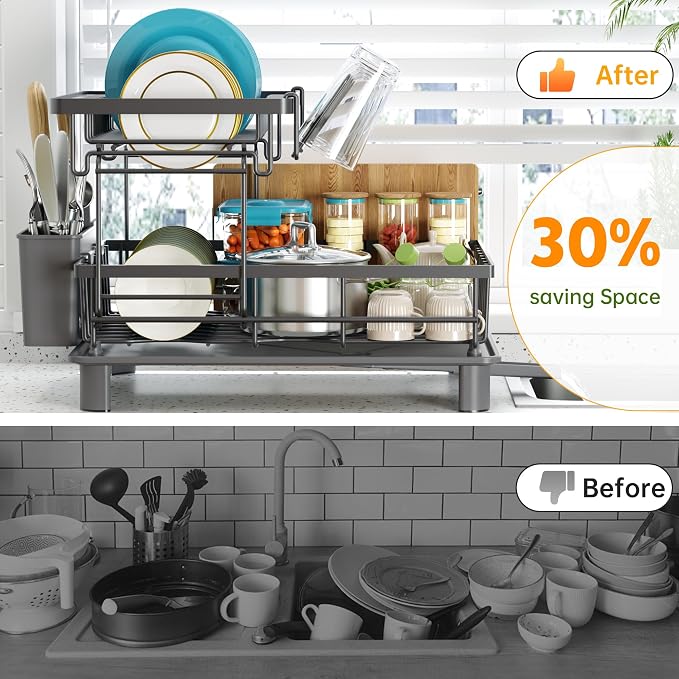 2 Tier Large Detachable Dish Drying Rack - Image 8