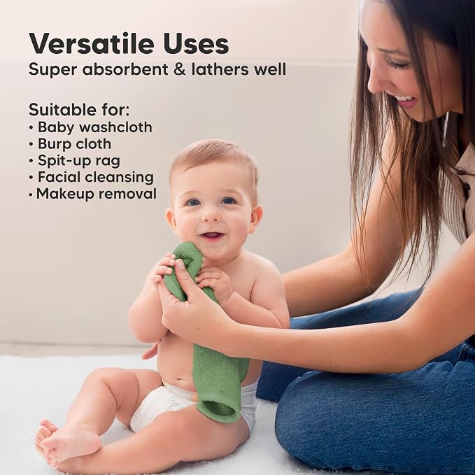 6-Pack Baby Washcloths, Soft Absorbent Washcloths - Image 6