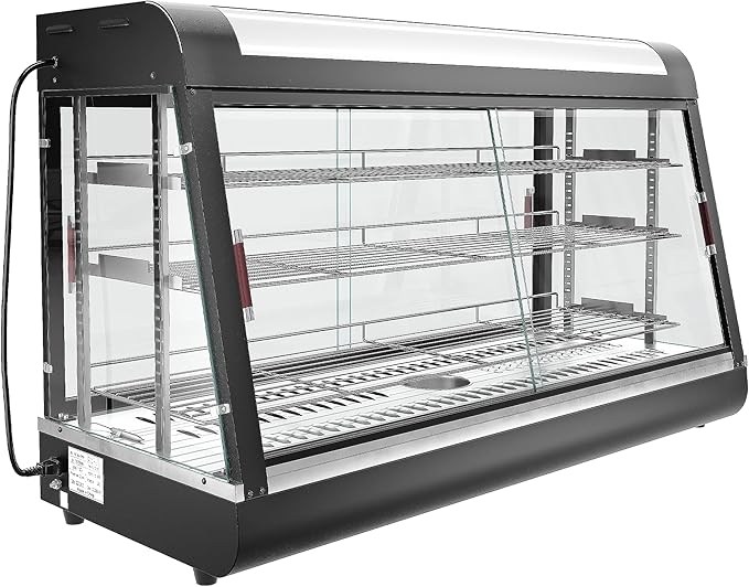 Countertop Food Warmer 48" inch,3-Tier Commercial Warmers for Food Display, Glass case, with LED Lighting Removable Shelves Pastry for Buffet Restaurant